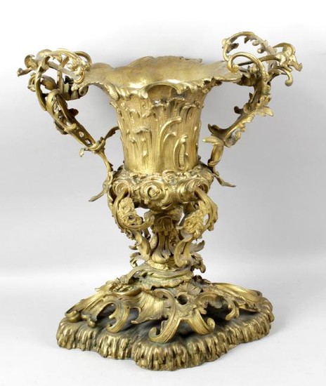 A 19th century French ormolu campana vase, with twin