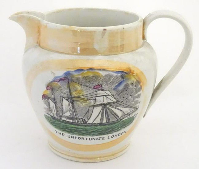 A 19thC Sunderland lustre jug, decorated with the