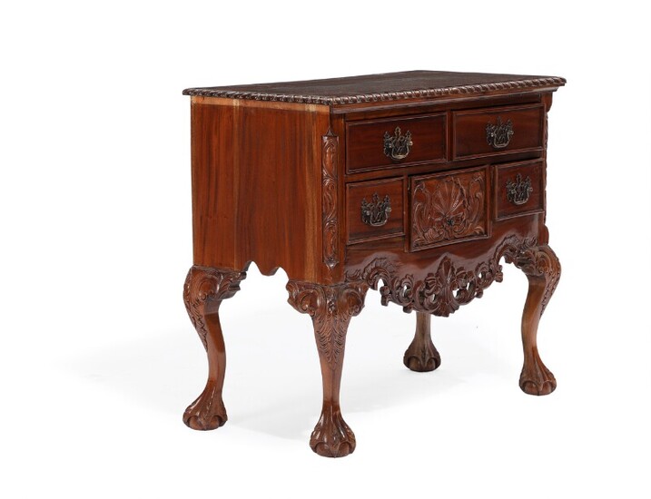 NOT SOLD. A 20th century Chippendale style mahogany chest of drawers, carved with foliage. H....