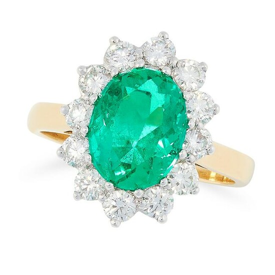 A 3.71 CARAT COLOMBIAN EMERALD AND DIAMOND RING in 18ct