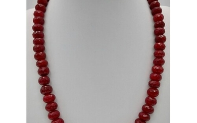 A 530ct African Ruby Gemstone Necklace with a Pearl Clasp se...