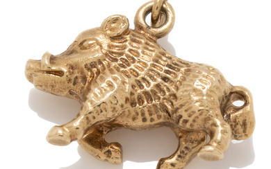 A 9CT GOLD BOAR CHARM; size 21 x 16mm, wt....