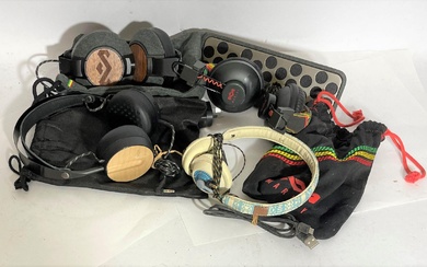 A Bag of Assorted Marley Headphones & Speakers