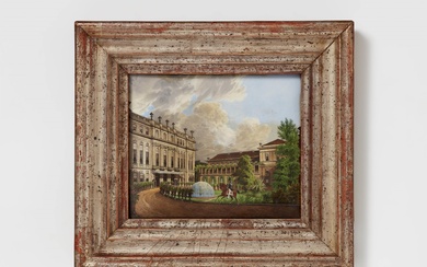 A Berlin KPM porcelain panel with a view of Prince Albrecht's Palace