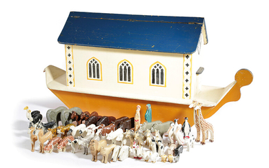 A CARVED AND PAINTED WOOD NOAH'S ARK