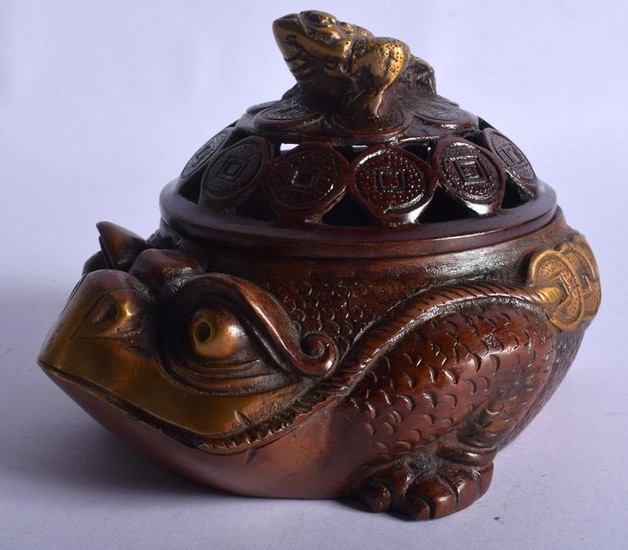 A CHINESE BRONZE INCENSE BURNER, in the form of a