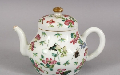 A CHINESE FAMILLE ROSE PORCELAIN TEA POT AND COVER