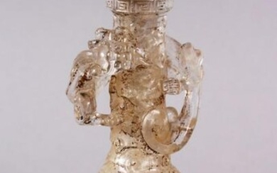 A CHINESE ROCK CRYSTAL STYLE PEKING GLASS CARVED SNUFF