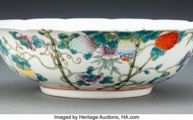 A Chinese Enameled Floral Bowl Marks: six-charac