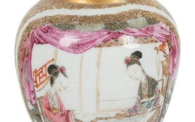 A Chinese Famille Rose ovoid vase, Yongzheng/Qianlong