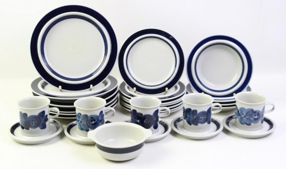 A Collection of Blue and White Arabia Part Dinner Wares