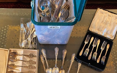 A Collection of Silver Plate Cutlery including Teaspoons