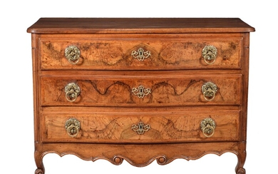 A Continental figured walnut commode