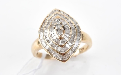 A DIAMOND SET MARQUISE RING MARKED 10CT GOLD, SIZE N
