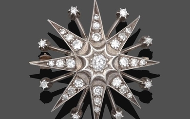 A Diamond Star Brooch, circa 1880, an old cut diamond...