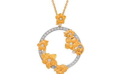 A Diamond and Two-Tone Gold Pendant Necklace, Carrera y Carrera
