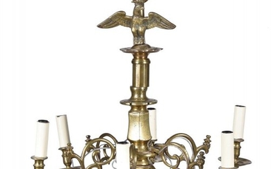 A Dutch brass six light chandelier, early 18th century