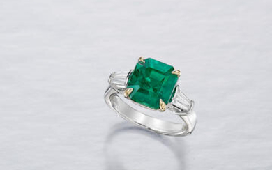 A Emerald and Diamond Ring