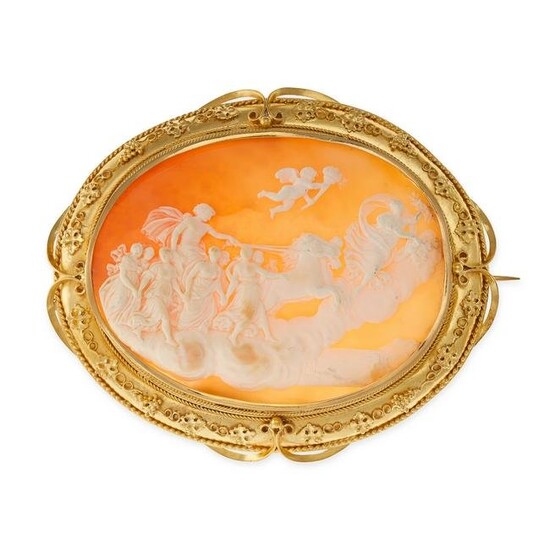 A FINE ANTIQUE CARVED CAMEO BROOCH, 19TH CENTURY in