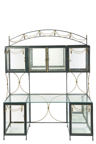 A FRENCH NAPOLEON III STYLE WROUGHT IRON CONSERVATORY VITRINE 20TH CENTURY