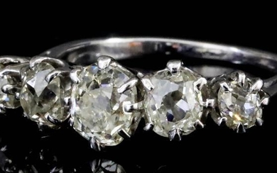 A Five Stone Diamond Ring, Modern, in platinum mount,...