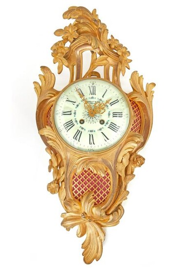 A French Louis XVI-style cartel wall clock retailed by