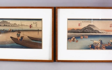 A GOOD PAIR OF JAPANESE WOODBLOCK PRINTS - LANDSCAPES