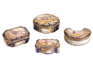 A GROUP OF FOUR FRENCH ORMOLU MOUNTED SOFT PASTE PORCELAIN B...