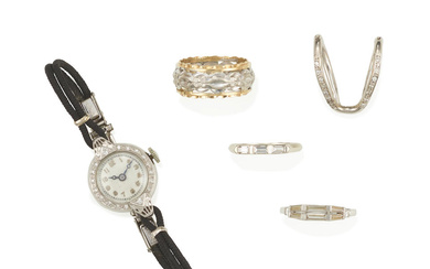 A GROUP OF PLATINUM, WHITE GOLD AND DIAMOND JEWELRY