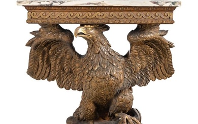 A George II Style Giltwood Marble-Top Eagle Pier Table