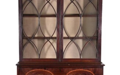 A George III mahogany cabinet bookcase