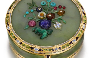 A HARDSTONE SNUFF BOX WITH GOLD AND ENAMEL MOUNTS, CHARLES OUIZILLE, PARIS, 1788 AND LATER
