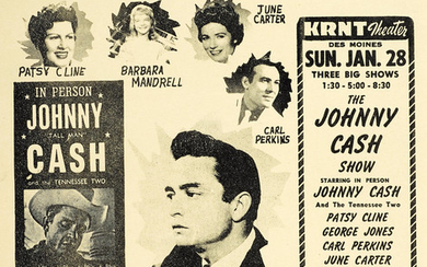 A Johnny Cash And Patsy Cline KRNT Theater Concert Handbill