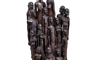 A Kenyan sculpture of a family, 20th century