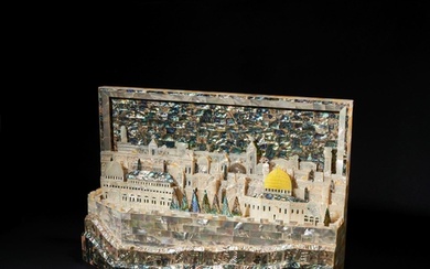 A LARGE MOTHER OF PEARL VIEW OF JERUSALEM, 20TH CENTURY Le...