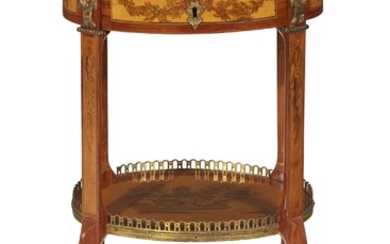 A LATE LOUIS XV ORMOLU-MOUNTED TULIPWOOD, FRUITWOOD AND MARQUETRY TABLE A ECRIRE