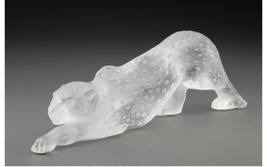A Lalique Clear and Frosted Glass Zelia Panther (post-1945)