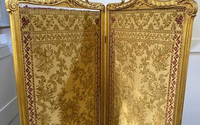 A Louis XV style gesso and giltwood framed room screen