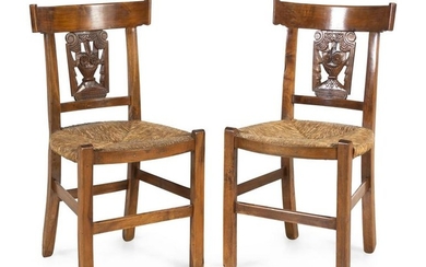 A Pair of Continental Fruitwood Side Chairs