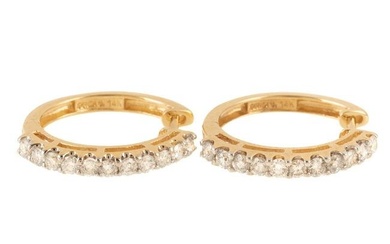 A Pair of Diamond & Gold Earrings in 14K