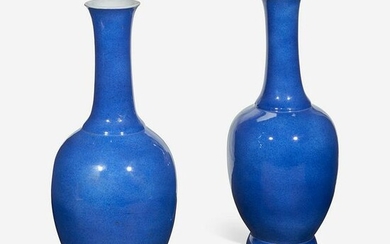 A Pair of Powder Blue Glazed Baluster Vases Probably