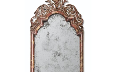 A QUEEN ANNE RED-AND-GILT-JAPANNED SMALL MIRROR