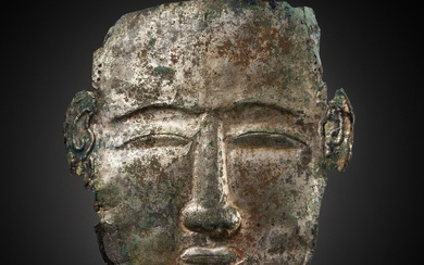 A SILVER FUNERARY MASK OF A NOBLEMAN, LIAO DYNASTY