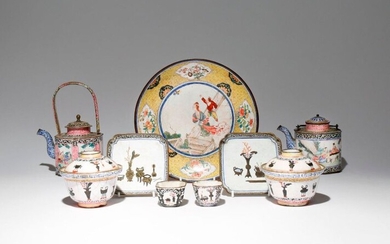 A SMALL COLLECTION OF CHINESE CANTON ENAMEL ITEMS QIANLONG 1736-95...