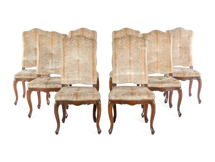 A Set of Eight Louis XV Style Dining Chairs