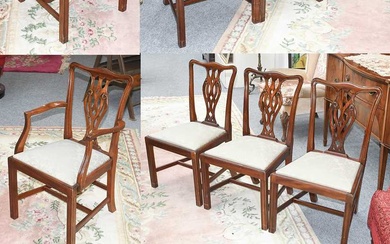 A Set of Eight Mahogany George III Style Dining Chairs,...