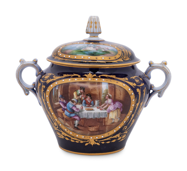 A Sèvres Style Painted, Parcel-Gilt and "Jeweled" Porcelain Covered Jar