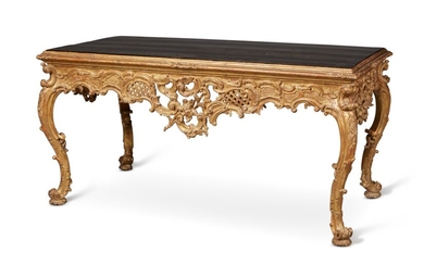 A South German Rococo Carved Giltwood and Lacquer Centre Table, Mid-18th Century