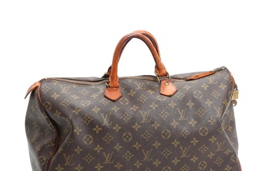 A “Speedy 40” bag of monogram canvas with leather trimmings, gold tone...