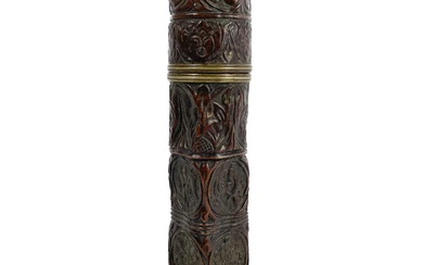 A Tibetan copper scroll holder, circa 1900.
